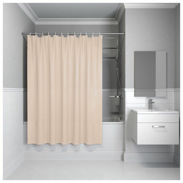 Занавеска для ванной комнаты 200х180см PE бежевый