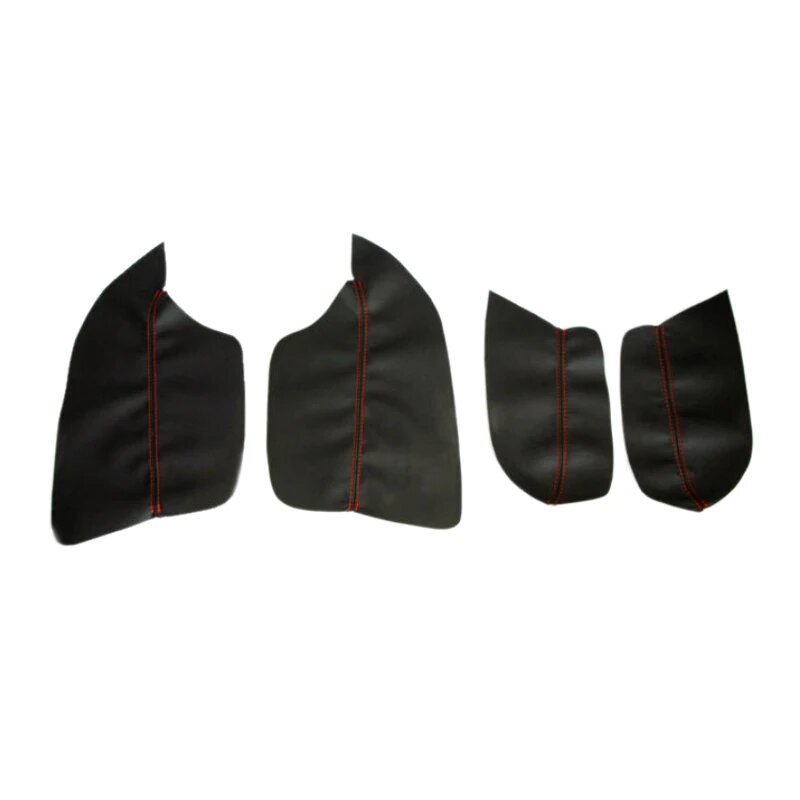 Кожаный чехол на дверной подлокотник Black-red line для Mitsubishi ASX 2013-2016