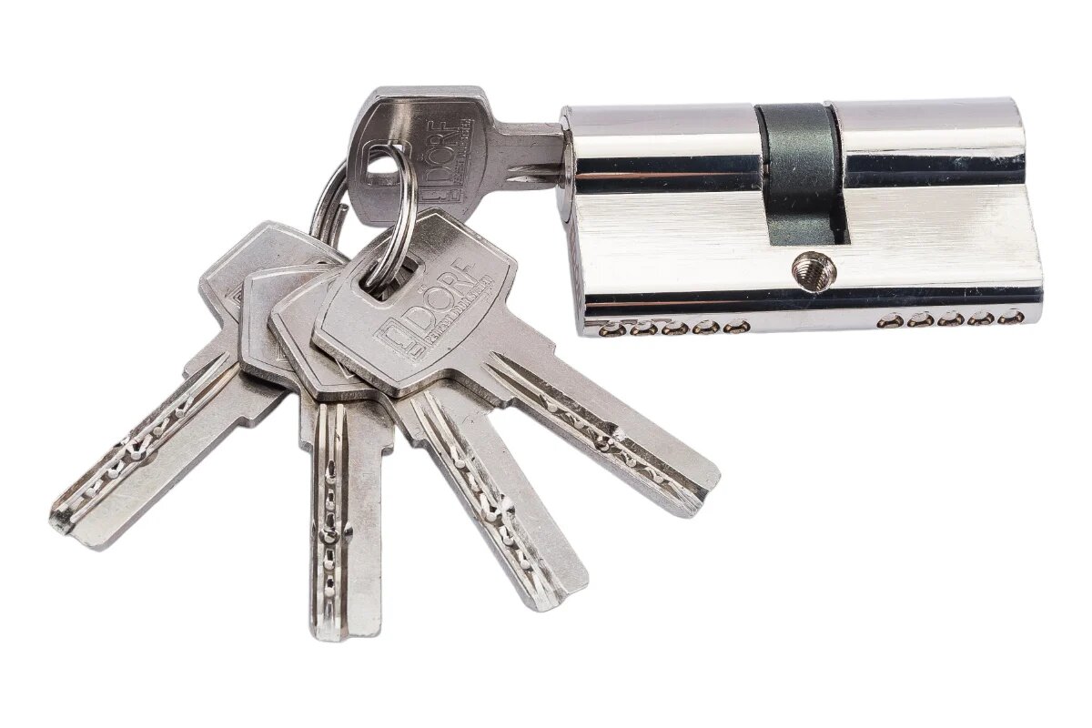 Цилиндр замка DORF ключ/ключ компьютерный 5 ключей никель 30х30 COM_DORF_60(30x30)_k_k