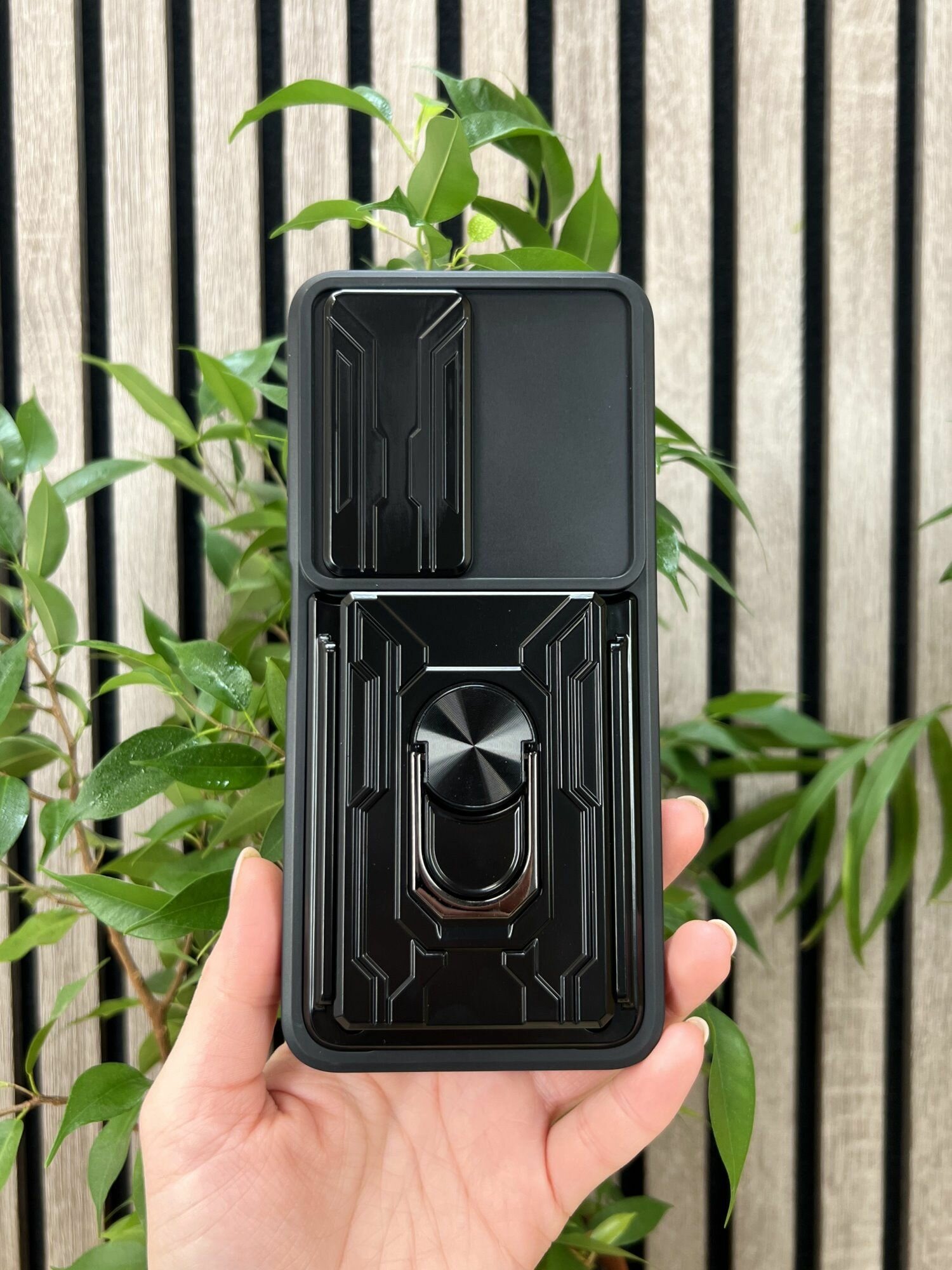 Чехол противоударный с картхолдером для Huawei Nova Y63 и Y72 и Y72S / Хуавей Нова У63 и У72 и У72S (Черный) — фото 1