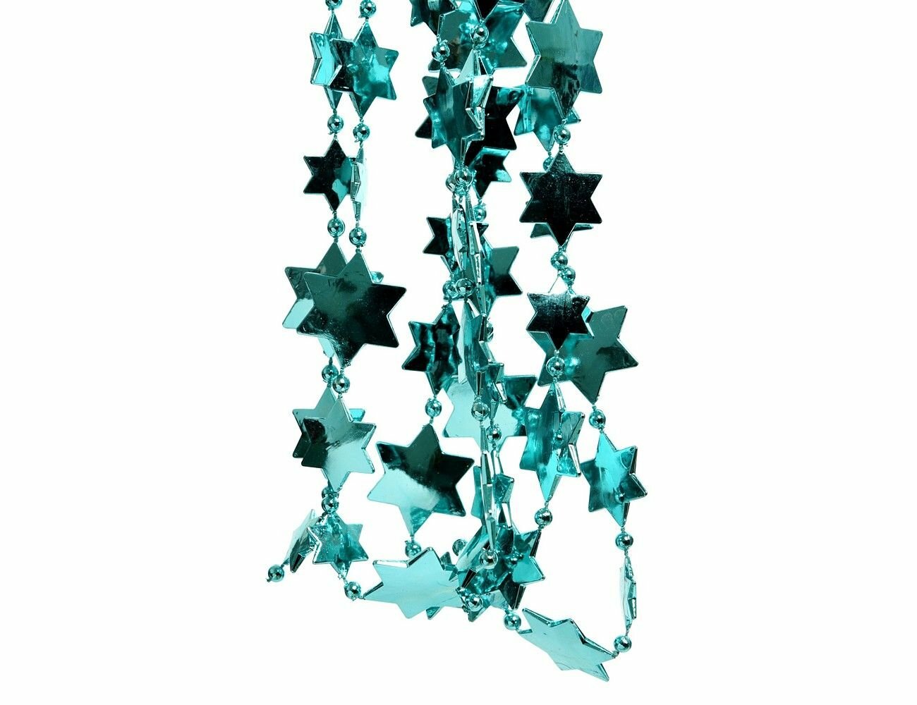 Бусы пластиковые звездочки цвет - бирюзовый 270 см Kaemingk 000505