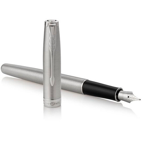 ручка перьевая Parker "Sonnet Core Stainless Steel CT", 0,8 мм, черная, корпус серебро/сталь - фото №3