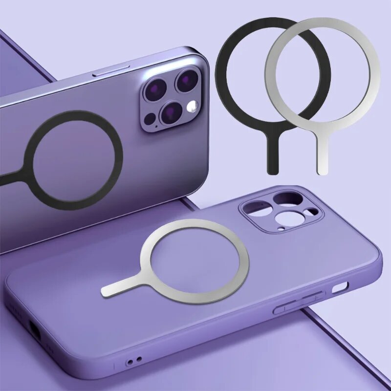 5/1 шт. кольцо-наклейка для беспроводной зарядки Magsafe для IPhone 14 13 12 Pro Max, магнитное беспроводное зарядное устройство для мобильного телефона, металлическая пластина, Silver-A 5pcs — фото 1