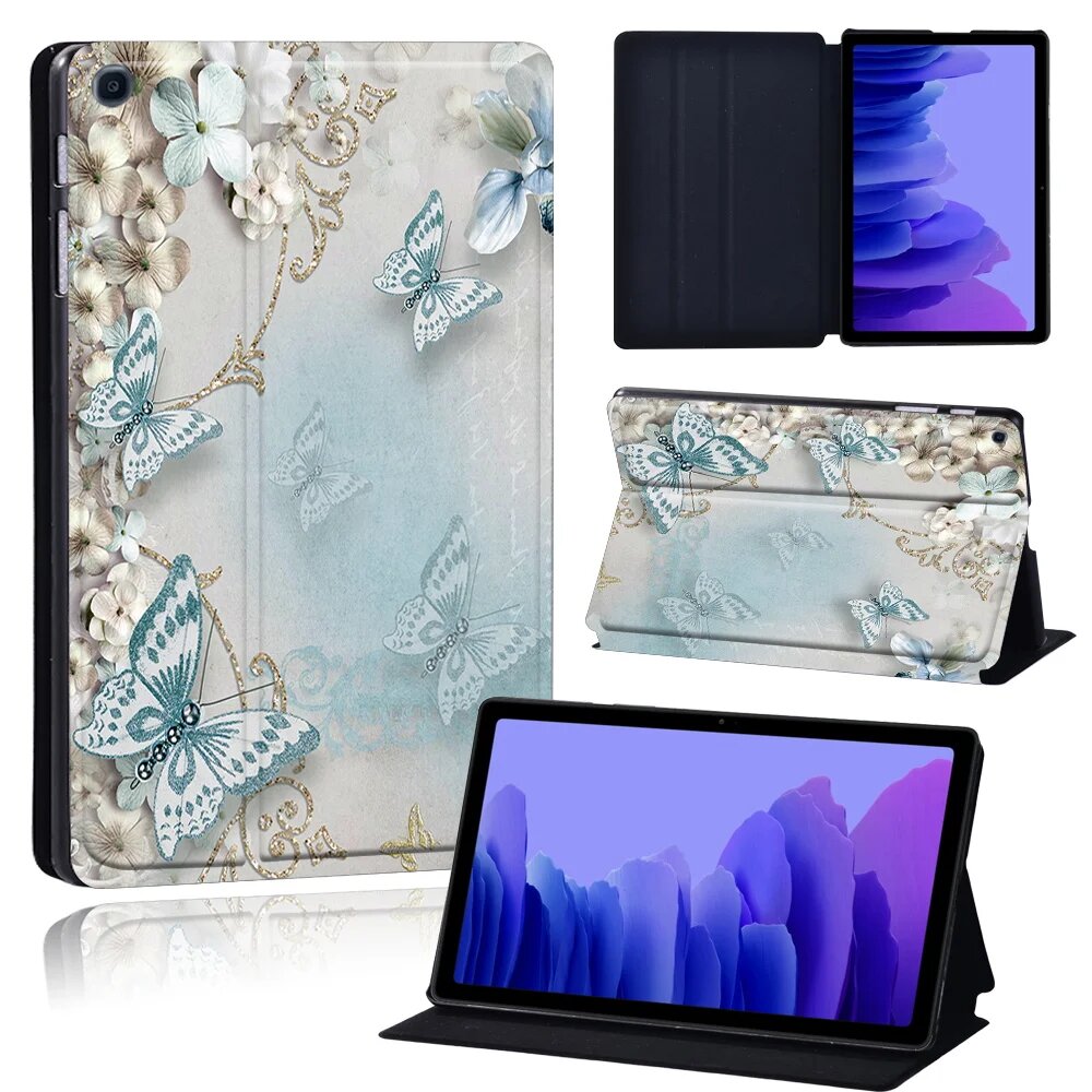 Чехол для планшета SuanCase Galaxy Tab A7 10.4" кожаный, 18. whitebutterfly, Tab A7 10.4 2020