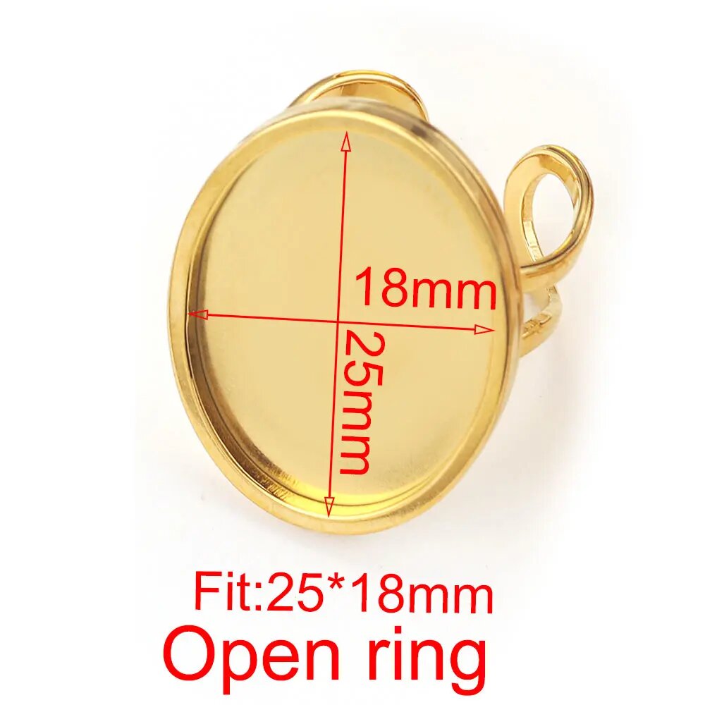 Открытые кольца из нержавеющей стали Alisaya 4 шт G Oval 25MM