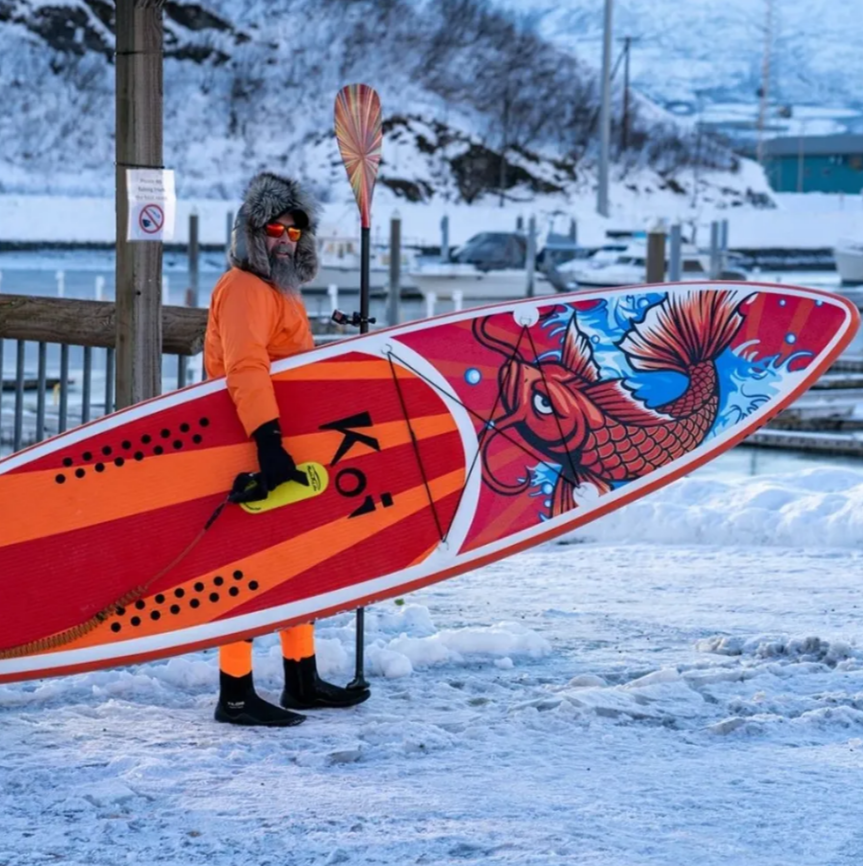 Надувная доска сап доска для серфинга SUP с веслом и страховочной веревкой Funwater Koi 350x84x15см