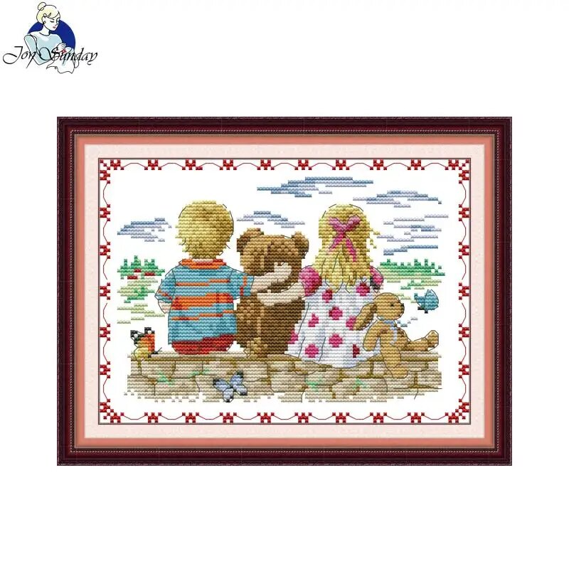 Набор для вышивки крестиком Joy Sunday Детские мечты, RA643, 14CT White Cloth