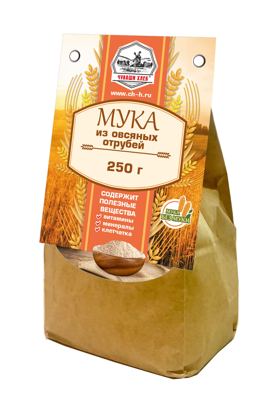 Овсяная мука из отрубей, клетчатка овсяная, 250 г