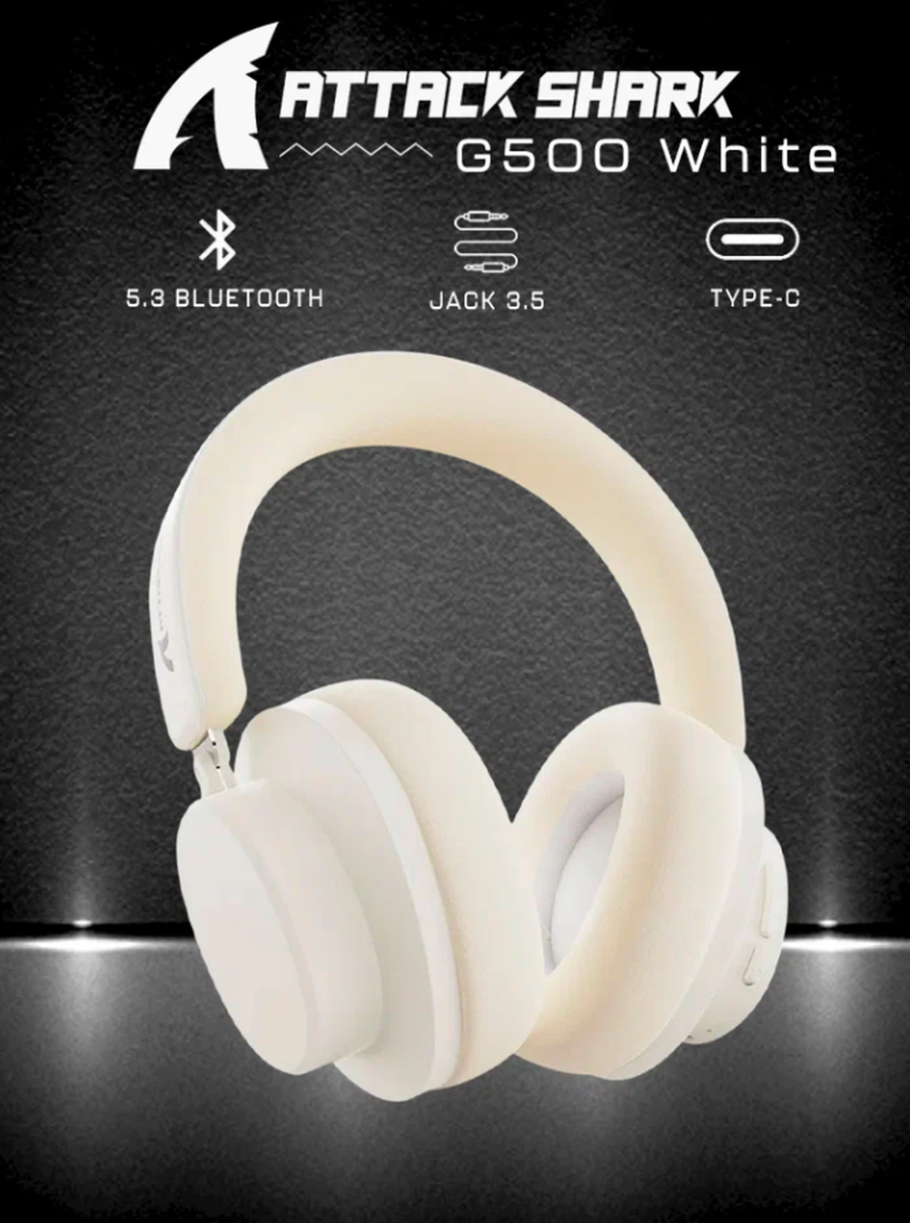 Наушники с микрофоном Bluetooth Attack Shark G500 бежевый Bluetooth