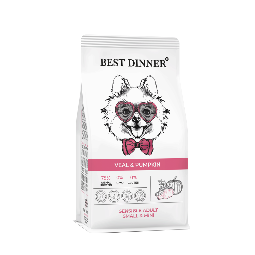 Корм для взрослых собак Best Dinner Sensible с чувствительным пищеварением, телятина с тыквой 