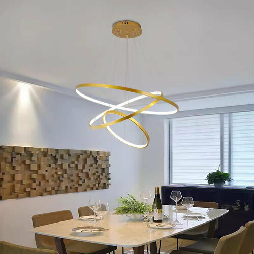 фото Подвесная светодиодная люстра кольца 40*60*80 золотая (v in brass) shine light