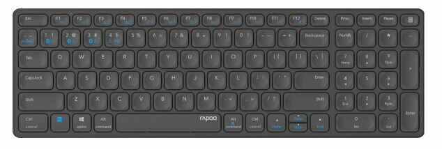 Клавиатура Rapoo E9700M DARK GREY серый USB беспроводная BT/Radio slim Multimedia для ноутбука