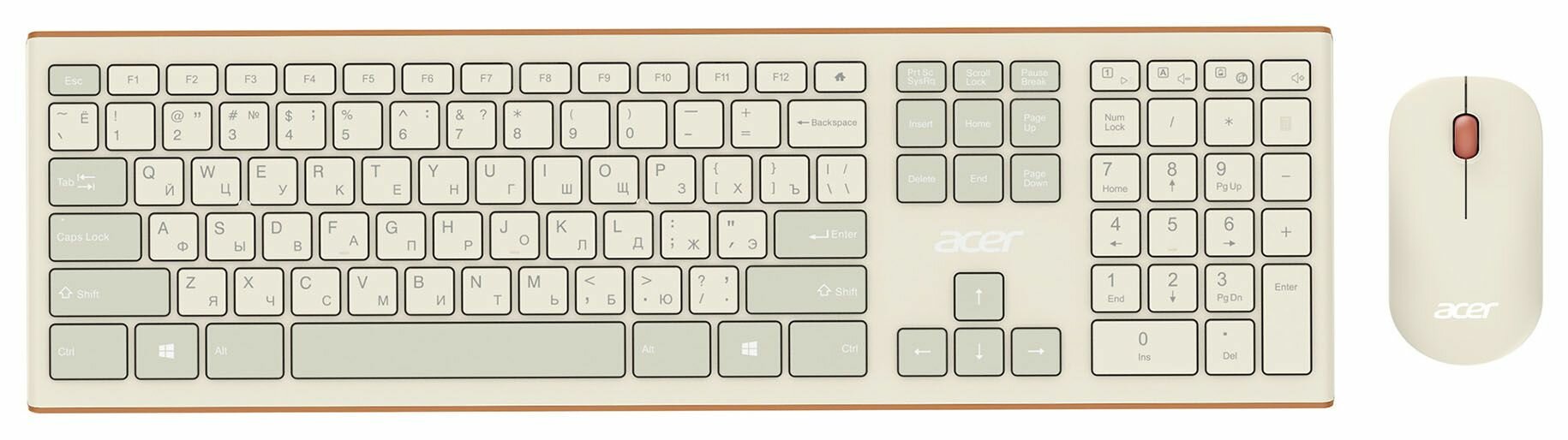 Клавиатура + мышь Acer OCC200 клав: бежевый мышь: бежевый USB беспроводная slim Multimedia — фото 1