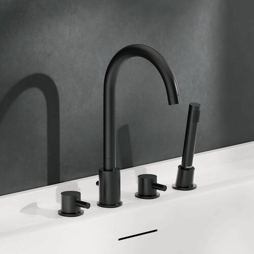 Изображение товара Смеситель на ванны с душем Damixa Scandinavian Pure четырехсекционный, черный матовый, смеситель