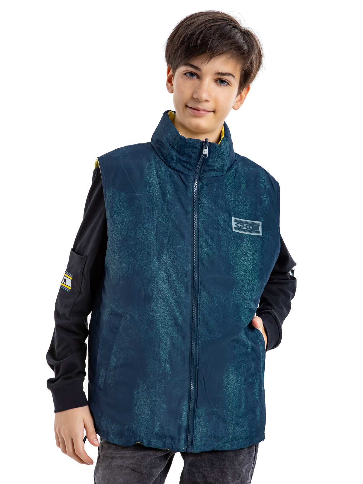 Жилет утеплённый Kapika размер 164 желтый/синий