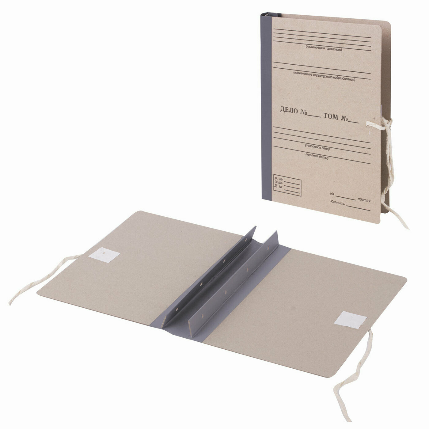 Папка архивная Staff для переплета "Форма 21", 40 мм, с гребешками, бурая, 4 отверстия, завязки (111054)