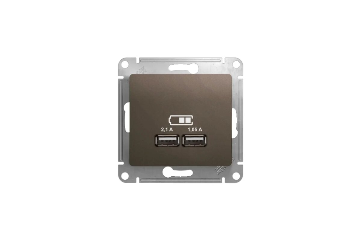Glossa GSL000833 Розетка USB (2xUSB, под рамку, скрытая установка, шоколадная) Schneider Electric - фото №1