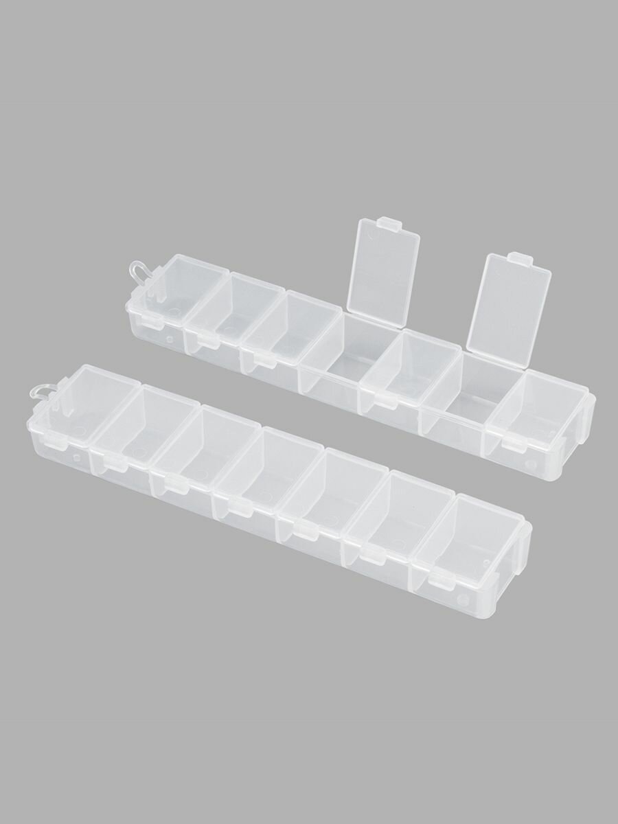 Органайзер для мелочей, бисера, бусин, 2 шт по 7 секций, 3,5*4*15,5 см, пластиковый, Айрис — фото 1