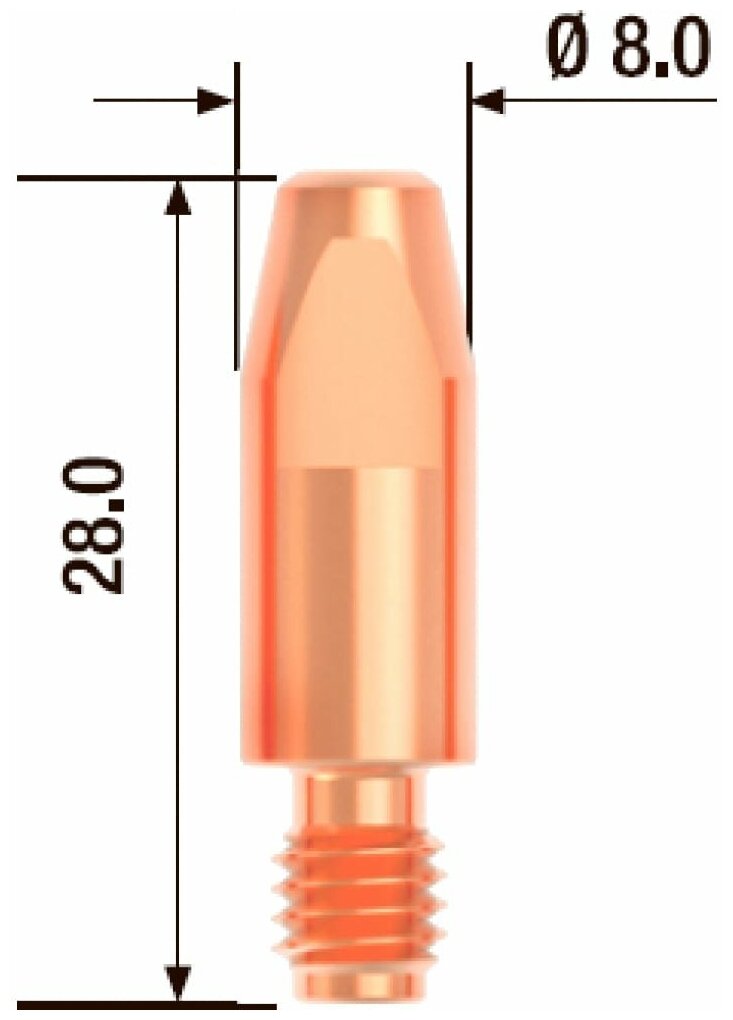 FUBAG Контактный наконечник M6х28 мм ECU D=0.8 мм 10 шт. FB. CTM6.28-08