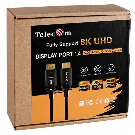 Активный оптический кабель Telecom DP1.4 8K@60Hz 20м <TCG2130-20M> VCOM Telecom TCG2130-20M - фото №3