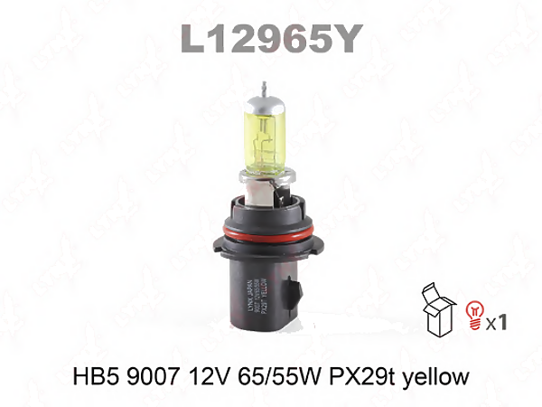 LYNXAUTO l12965y (48031) лампа галогенная hb5 9007 12v 65 / 55w px29t yellow
