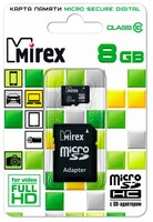 Карта памяти Mirex microSDHC Class 10 8GB + SD adapter