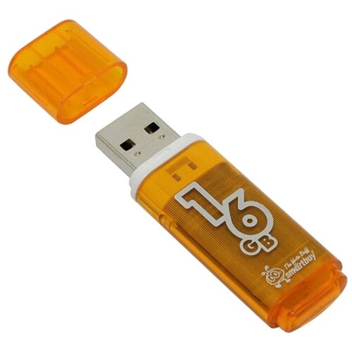 Память Smart Buy "Glossy" 16GB, USB 2.0 Flash Drive, оранжевый - 3 шт.