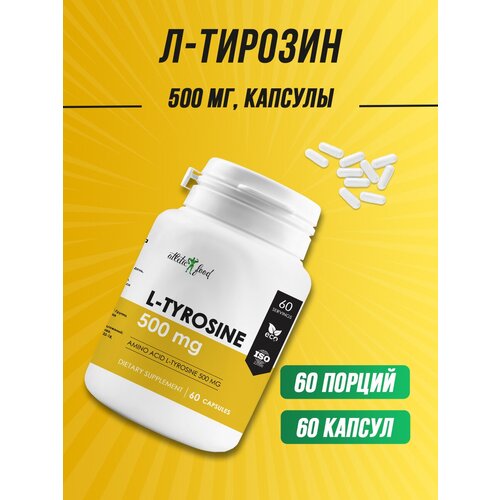 Аминокислота Л-Тирозин от стресса, для настроения Atletic Food L-Tyrosine 500 mg, 60 капсул тирозин 500 мг vitameal l tyrosine л тирозин похудение 180 капсул