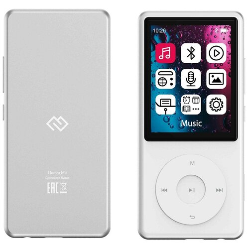 MP3 плеер Digma M5 BT 16Gb белый плеер hi fi flash digma z4 bt 16gb черный 1 5 fm microsd clip