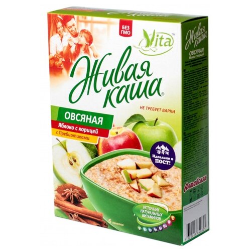 Vita Живая каша овсяная яблоко с корицей, 210 г 6 пак*35 г