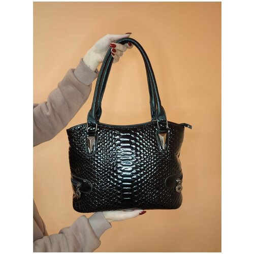 фото Сумка женская на плечо из экокожи, черный куранид