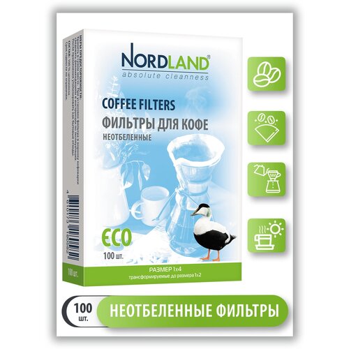 Фильтры для кофе неотбеленные NORDLAND размер 1х4 100 шт. в коробке