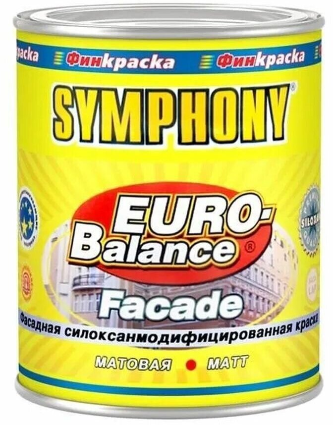 Symphony краска фасадная водоэмульсионная euro-balance facade siloxan 0.9л