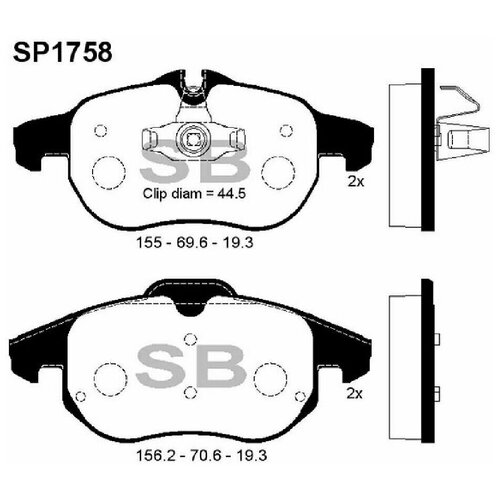 Колодки тормозные дисковыеOpel Vectra C 2.2 16v 02-08 SP1758