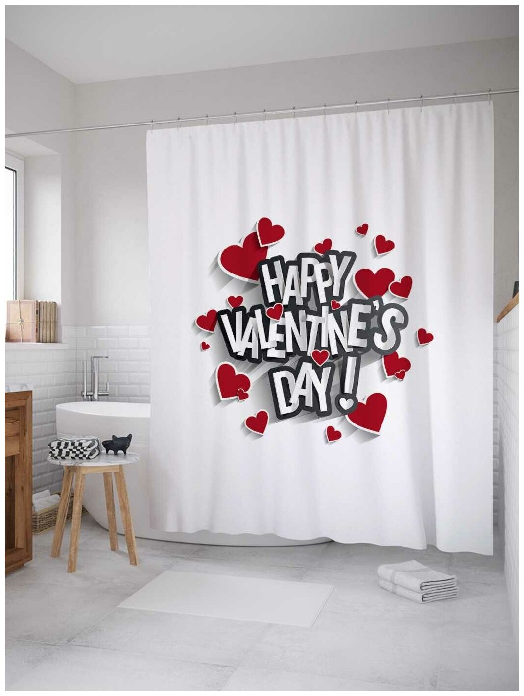 Штора для ванной JoyArty Happy Valentines day 180x200 180х200 см