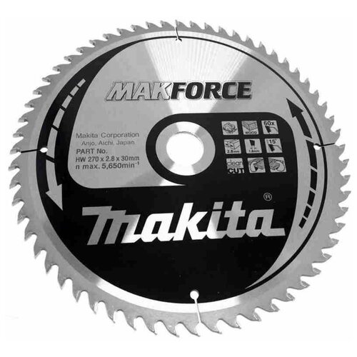 Пильный диск для дерева MAKITA MAKFORCE, 270x30x1.8x60T