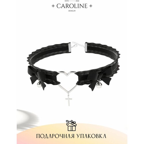 фото Чокер с подвеской на шею женское ожерелье сердце черное / аксессуары caroline jewelry
