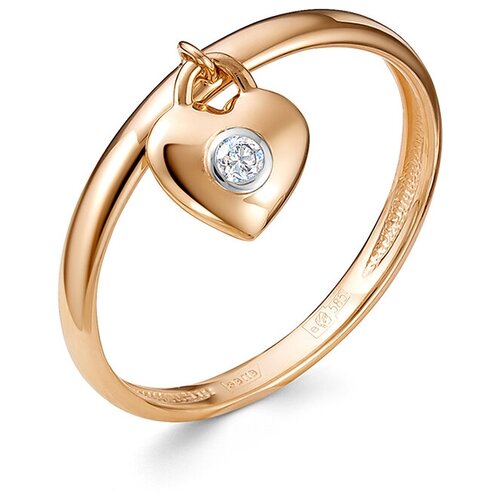 фото Кольцо vesna jewelry, красное золото, 585 проба, родирование, бриллиант, размер 16, бесцветный