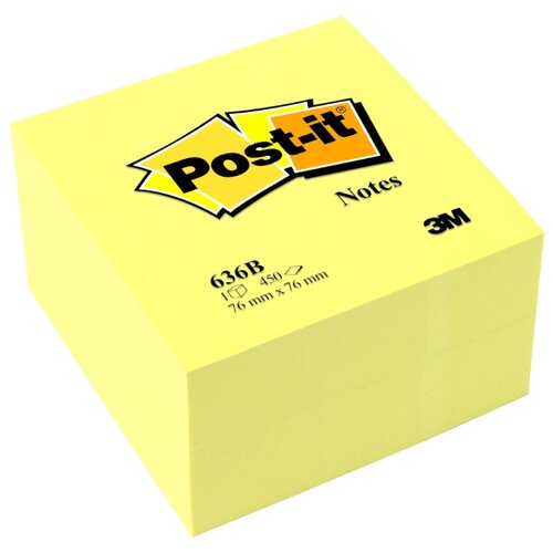 фото Post-it Блок-кубик Classic, 76х76 мм, канареечно-желтый, 450 штук (636B)