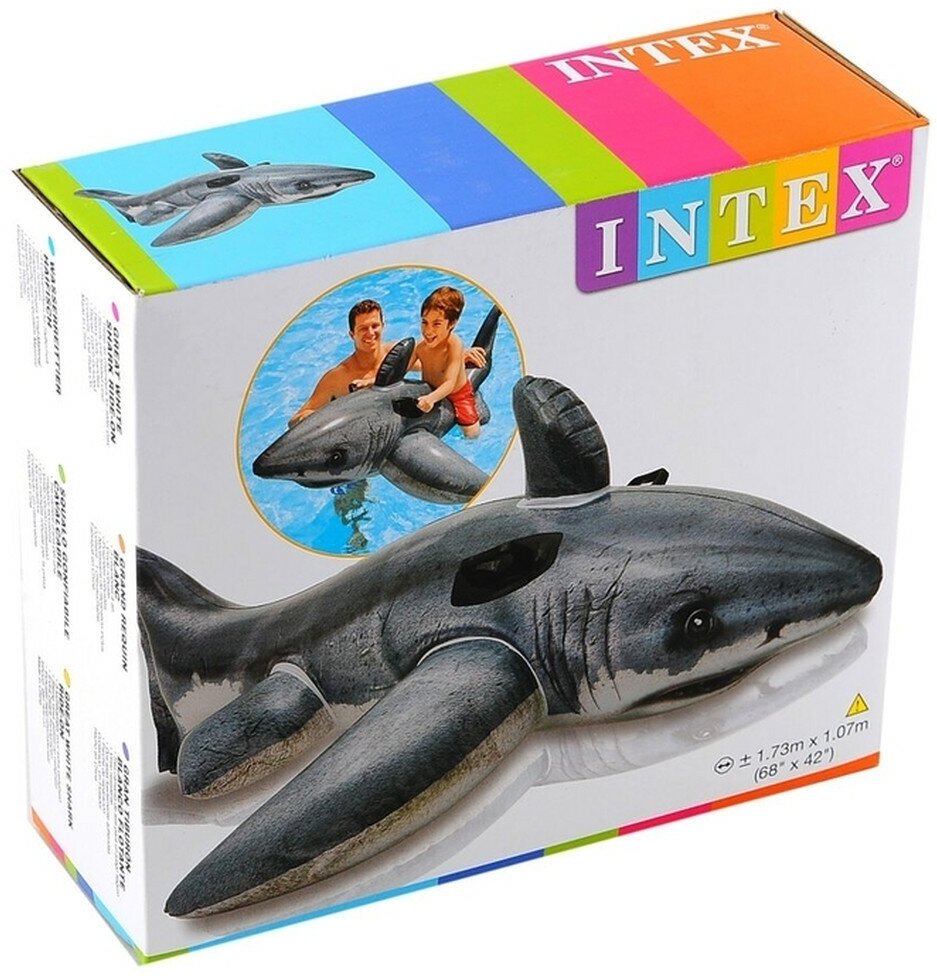 Игрушка для катания по воде Intex Белая акула, 173х107 см - фото №8