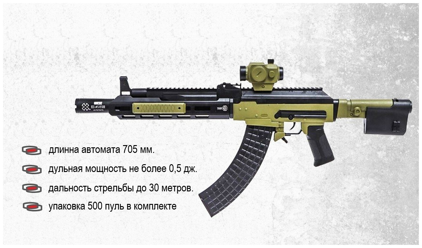 Детский Пневматический Автомат Калашникова - Noveske АК 47 PUBG KillerZone. С пластиковыми пульками и лазерным прицелом. В комплекте 500 пуль