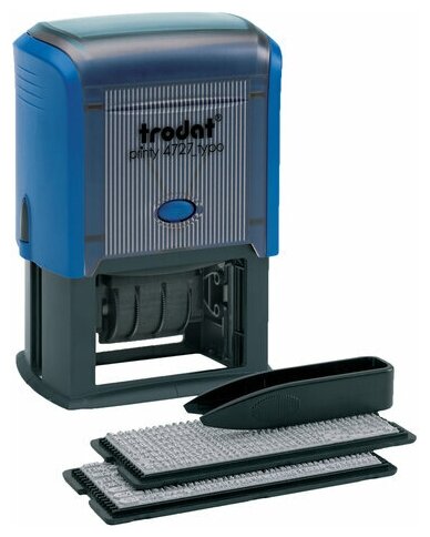 Датер автоматический самонаборный Trodat 4727Bank (60x40мм 6 строк+дата синий кассы в комплекте) (62256)