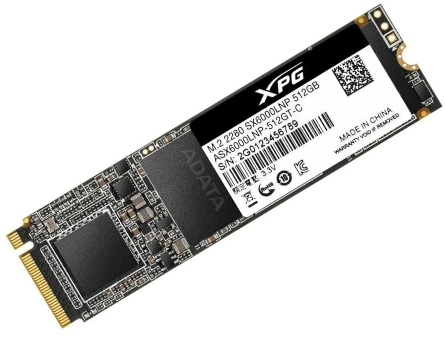 Накопитель SSD Adata XPG SX6000 Lite PCIe NVMe 3.0 x4 M.2 2280 512Gb