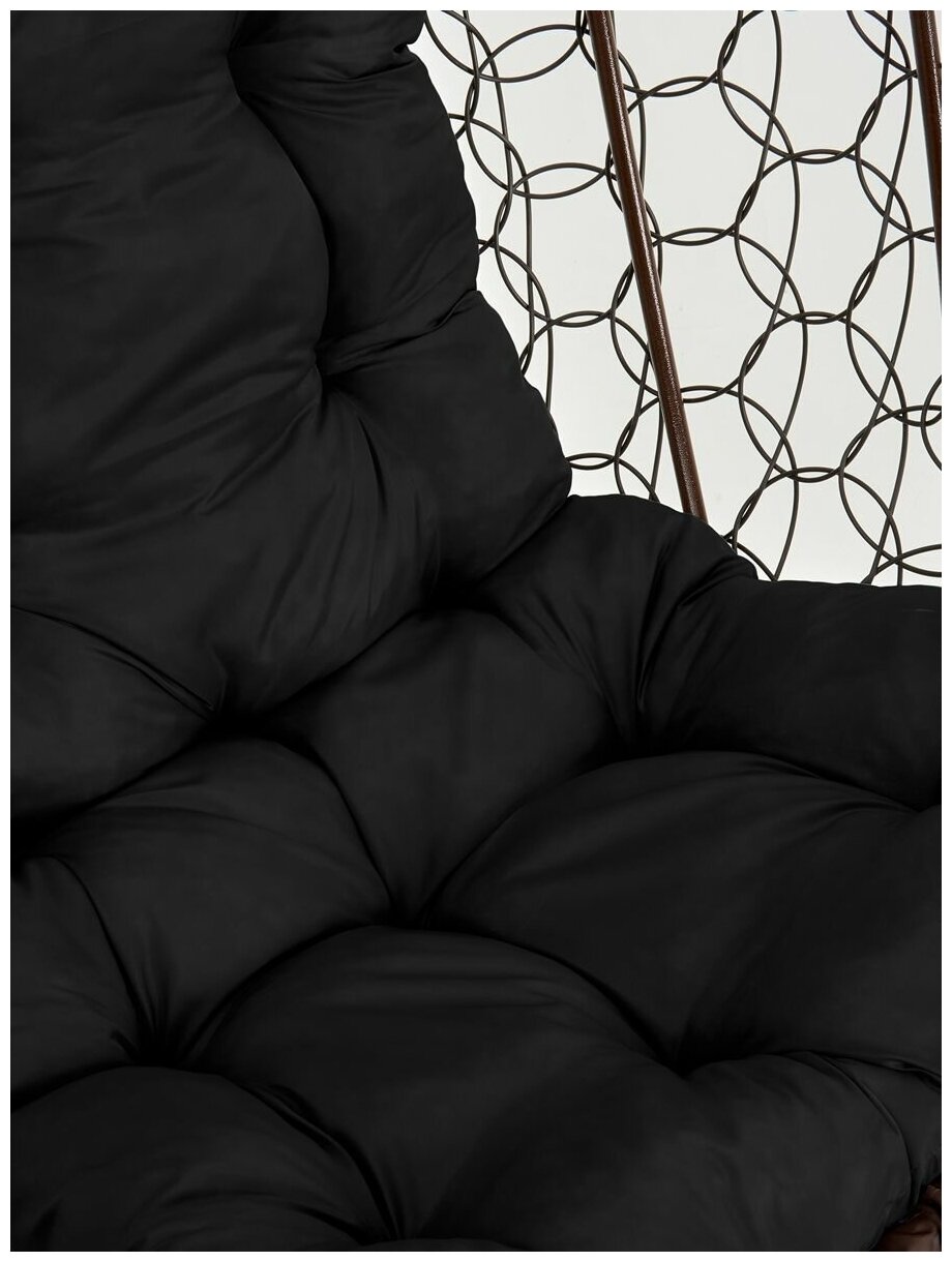 Подвесное кресло-кокон Yova Bubble из эко-ротанга, стойка венге, подушка трапеция черная - фотография № 3