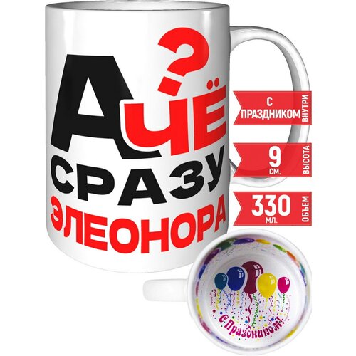 Кружка А чё сразу Элеонора - с праздником внутри