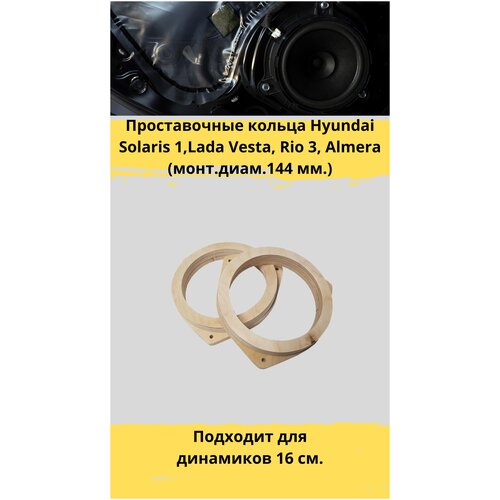 Проставочные кольца под установку динамиков для автомобиля Nissan, hyundai, Vesta (Фронт, фанера)монтажный диаметр см. 14,3