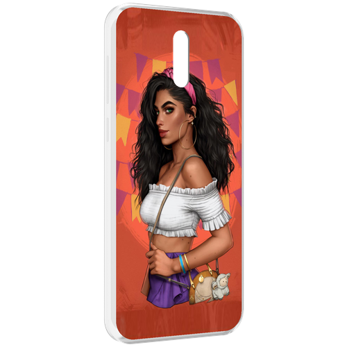 Чехол MyPads девушка-с-сумкой-мулатка женский для Alcatel 3L (2019) задняя-панель-накладка-бампер