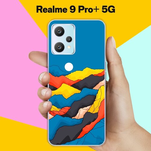 Силиконовый чехол на realme 9 Pro+ 5G Пейзаж 8 / для Реалми 9 Про Плюс матовый силиконовый чехол на realme 9 pro plus реалми 9 про плюс нарисованные пальмовые листья черный