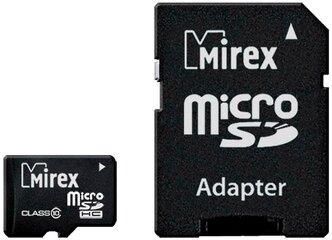 8Gb - Mirex - Micro Secure Digital HC Class 10 13613-AD10SD08 с переходником под SD (Оригинальная!)