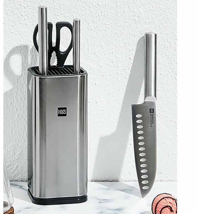 Набор стальных ножей HuoHou RUS Stainless Steel Kitchen Knife Set (3 ножа + ножницы + подставка) (46906) Xiaomi - фото №5